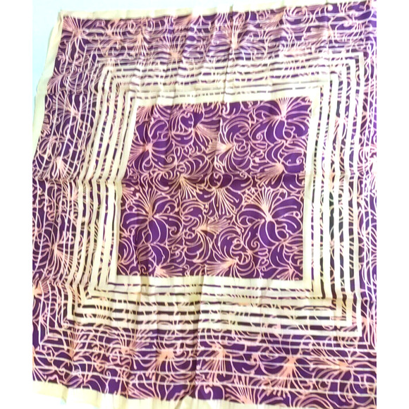 Scarf Square 26" X 26" Purple Pink Cream Elegant Feminine Geometric 1960's Style - Picture 2 of 6